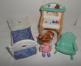 Fisher Price Loving Family Dollhouse Little Girl With Red Hair Bed Desk & More