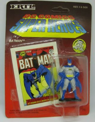 1990 Ertl Dc Comics Heroes Batman 3” Die - Cast Figure 715 On Card