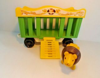 1973 Fisher Price Circus Train 991 Little People Green Cage Car & Lion Figure J