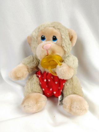 Russ Vintage Baby Chee Chee Monkey 7 " Plush Pacifier Diaper Stuffed Animal Tag