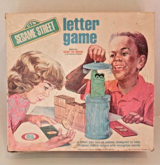 Vintage 1972 Sesame Street Oscar The Grouch Trash Can Letter Game