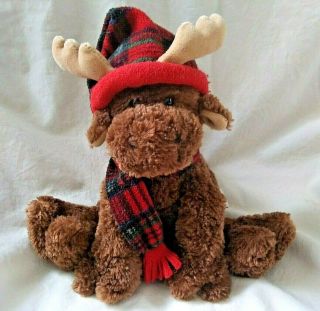 Gund Timbo Brown Moose Reindeer Plush Stuffed Animal With Hat And Scarf 88398