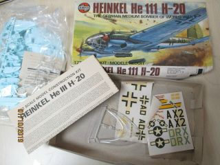 Vintage Unmade 1/72 Airfix Heinkel He 111 H - 20 German Bomber Model Kit