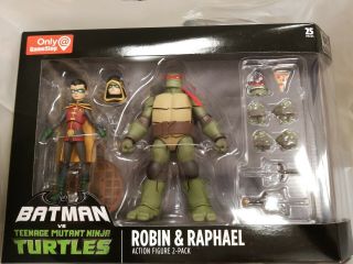 Sdcc/gamestop Tmnt Vs Batman Exclusive Robin & Raphael Ninja Turtle 2 Figure Set
