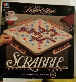 Deluxe Edition Scrabble Crossword Game 1989 Version Red Wood Tiles,  - 2 Tiles A