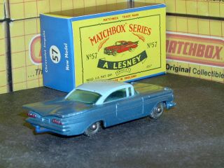 Matchbox Lesney Chevrolet Impala 57 b3 dk blue base 20SPW SC5 VNM crafted box 2