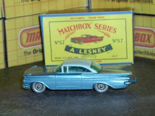 Matchbox Lesney Chevrolet Impala 57 b3 dk blue base 20SPW SC5 VNM crafted box 3