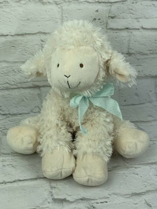 Hobby Lobby Plush Baby White Lamb Sheep Gingham Green Bow 11 " Toy Stuffed Animal