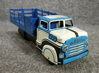 Vintage Marx Metal Stake Farm Truck Tin Litho Delivery Service Blue & White 13 "