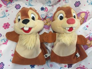 Chip & Dale Rescue Rangers Vtg 90s Plush Puppets Stuffed Animal Disney 9 " Toy