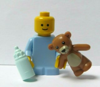 Lego Baby Minifigure Feeding Bottle & Teddy Bear Blue Boy Xmas Christening Gift