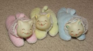 3 Vintage Kitty Surprise Replacement Baby Kittens - Pink,  Yellow,  Blue