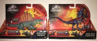 Jurassic World Dino Rivals Dimetrodon & Dilophosaurus Set Of Two Very Rare Htf