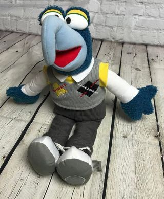 Disney Store Muppets Plush 17 " Preppy Gonzo Argyle Sweater Cords