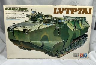 Tamiya Us Marine Lvtp7a1 Tracked Tank 1/35 Scale Military Armor Model Kit 35136