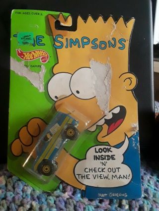 1:64 The Simpsons Hot Wheels 1990 Blue Family Camper/ Package