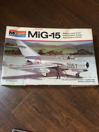 Vintage 1/48 Monogram Mig - 15 Plastic Model Kit Open Box