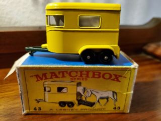 Matchbox Lesney Pony Trailer 43 C2 Green Base W/ 2 Horses Sc11 Vnm Crafted Box
