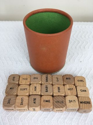 Complete Set Of 21 Word Cubes Vintage Scrabble Sentence Game Crafts Dice 1971