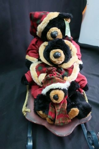 Holiday Time Dan Dee Plush - Stuffed.  3 Bears On Wood Sleigh 2