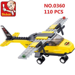 Sluban Mini Blocks Diy Kids Building Toys Puzzle Yellow Trainer Aircraft 0360