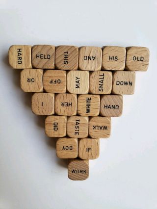 Vintage 1971 Scrabble Sentence Cube Game Wood Word Dice Cubes Complete Set Of 21