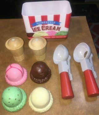 Melissa & Doug Magnetic Ice Cream Cone Scoop Set Toy Pretend Play Kitchen Food