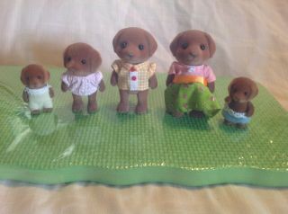 Calico Critters/sylvanian Families Chocolate Lab Dogs Family Of 5