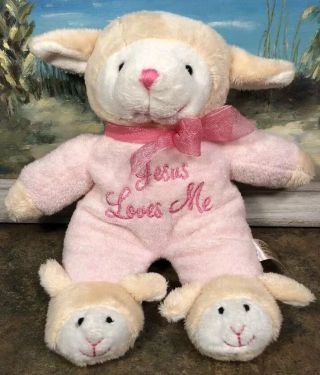 Dan Dee Collector’s Choice Jesus Loves Me Lamb Singing 10” Pink - Bunny Slippers
