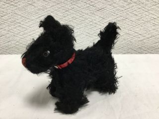 Vintage Miniature Steiff Mohair Plush Standing Black Scotty Dog 5 Inch Tall