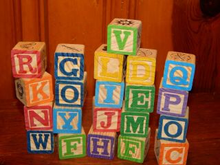 Alphabet Wooden Blocks Kids Toys Building Stacking Letters / Pictures Crafts