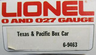 Lionel O Gauge Texas & Pacific T&P 9463 Freight Boxcar Box Car 6 - 9463U 2