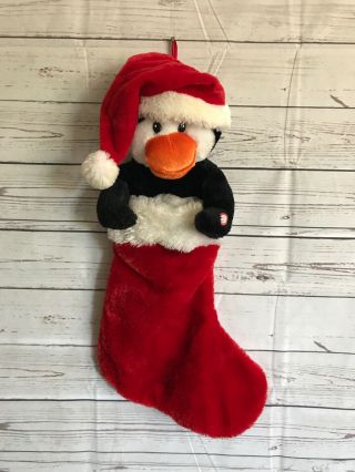 Dan Dee Animated Singing Penguin Christmas Holiday Stocking 2