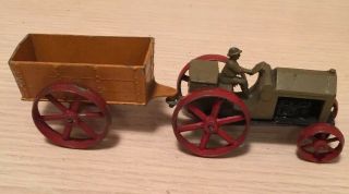 Tootsietoy HUBER STAR FARM TRACTOR With Rear Hook and Driver Pulling Orange Cart 2