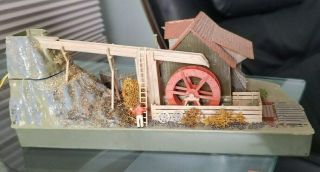 Ho Scale Finished Sawmill Water Wheel With Building For Train Layouts