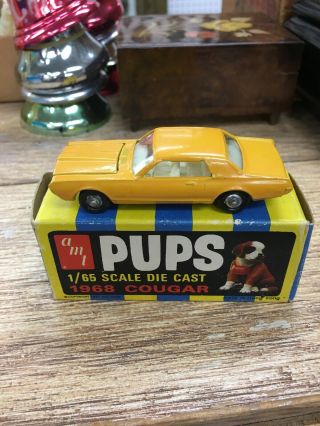 Vintage Amt Pup Mego Jet Wheel 1968 Cougar Diecast Car In Yellow