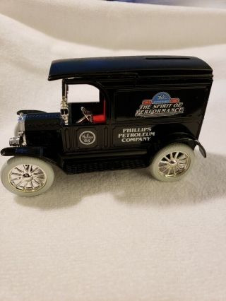 Ertl 1917 Ford Model T Phillips 66 Die Cast Metal Locking Coin Bank With Key & B