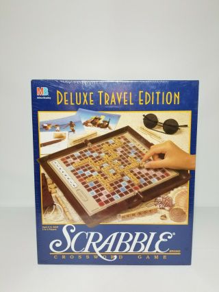 Deluxe Travel Edition Scrabble Crossword Game Mb 100 Wood Tiles Complete 1990