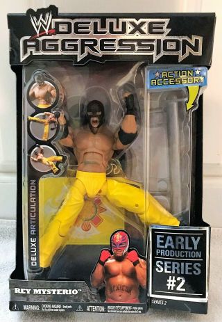 Wwe Deluxe Aggression Series 2 Rey Mysterio Early Production Figure Rare Momc