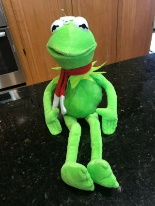 Jim Henson Muppets Kermit The Frog W/ Red Christmas Scarf 18 " Plush Stuffed
