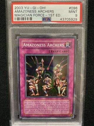2003 Yugioh Magician’s Force 1st Edition Amazoness Archers Mfc - 096 Psa 9