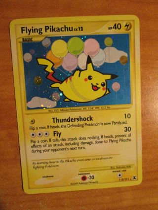 Nm Pokemon Flying Pikachu Card Rising Rivals Set 113/111 Holo Secret Rare Ap