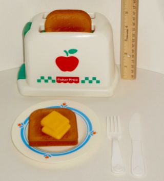 Fisher Price Fun With Food Pop Up Toaster Kitchen With 2 Pc Toast & Butter Patty