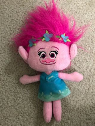 Dreamworks Trolls Movie Princess Poppy Plush Doll Toy Pink Blue Troll Guc