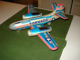 1947 North American B - 45 Tornado USAF TIN FRICTION FIGHTER JET TOY,  16 