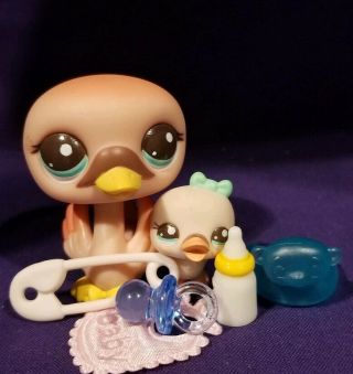 Authentic Littlest Pet Shop Pink Mommy Baby Swan 2503 2504 Cutest Pets