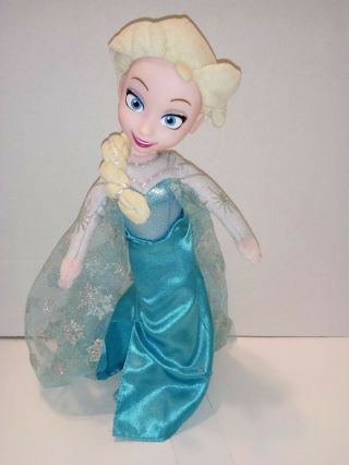 Frozen Queen Elsa 15 " Plush Doll Vinyl Head Disney Just Play Winter Classic