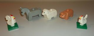 Vintage Lego Duplo Farm Animals - Pig,  Horse,  Lamb,  Chickens