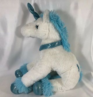 Dan Dee Collectors Choice White W Blue Unicorn Sparkle Plush Stuffed Horse 24 "