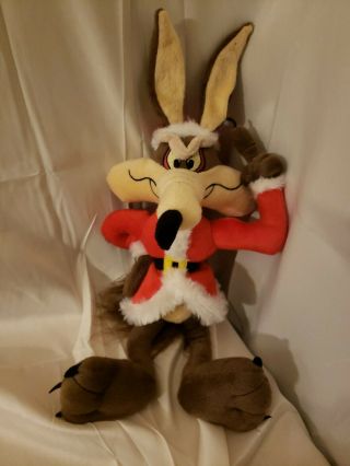 Warner Bros Looney Tunes Christmas Santa Wile E.  Coyote Plush Doll 14” - 16”